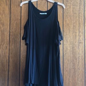 1 Black & 1 Gray & White Stripe Cold Shoulder Tee